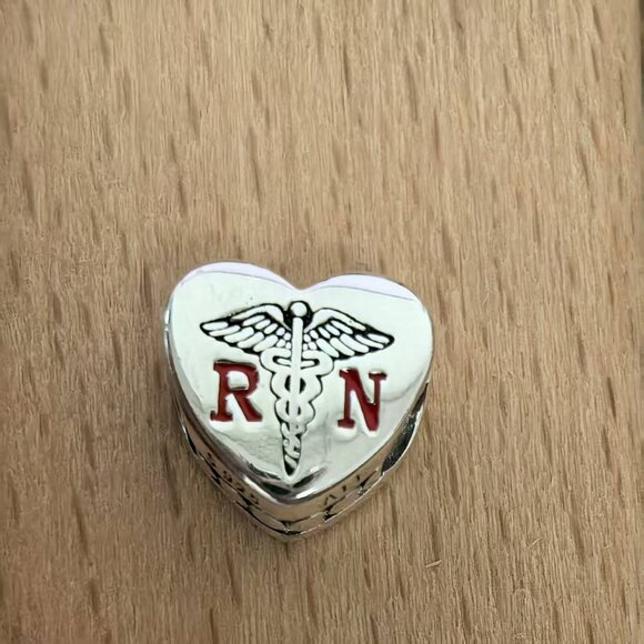 Pandora RN Registered Nurse Exclusive Heart Charm Pendant, S925 Silver Bracelets - Picture 1 of 4